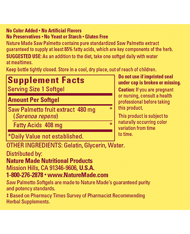 Super Saw Palmetto supplement facts