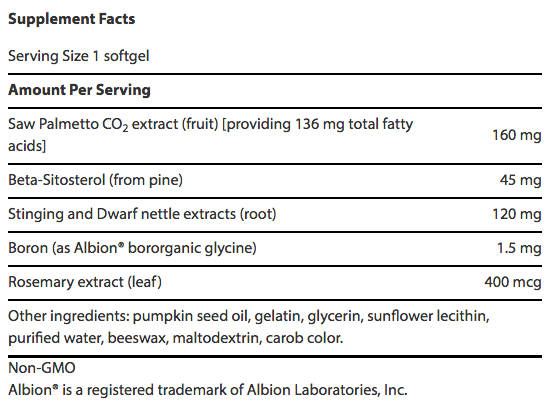 Palmetto Guard with Nettle Root supplement facts