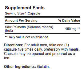 Flow Guard Saw Palmetto supplement facts