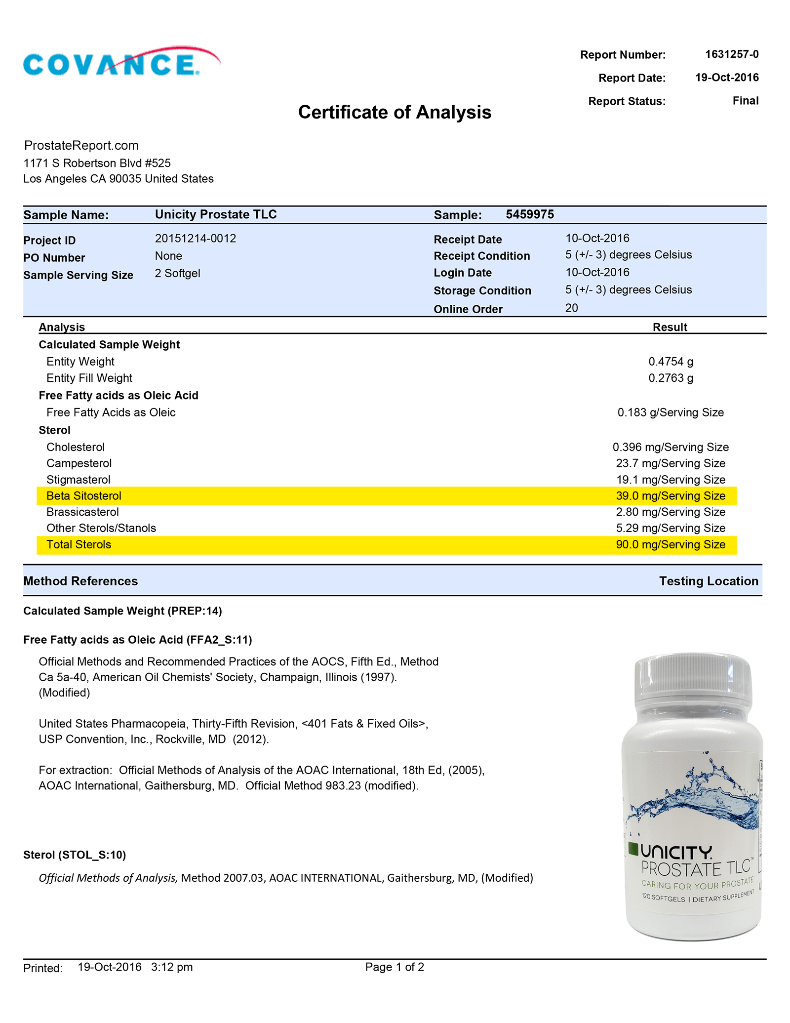 Prostate TLC lab report 