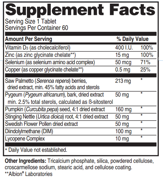 Advanced Prostate Formula supplement facts