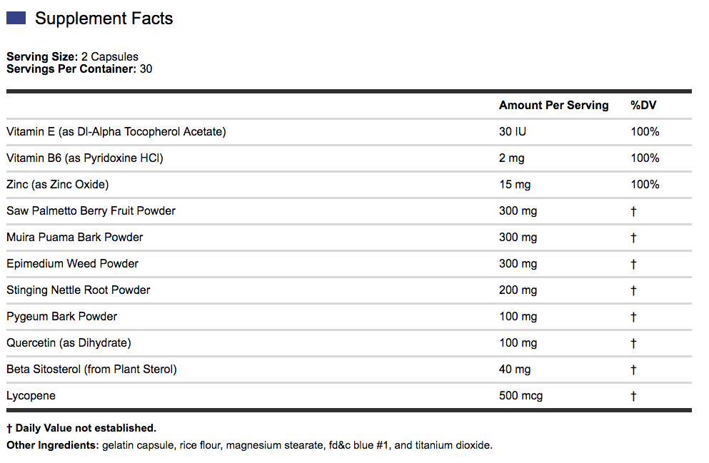 Beta-Flo supplement facts