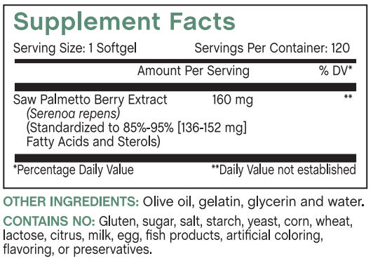 Saw Palmetto supplement facts