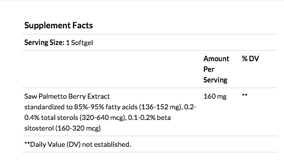 Super Saw Palmetto supplement facts