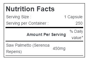 Saw Palmetto supplement facts