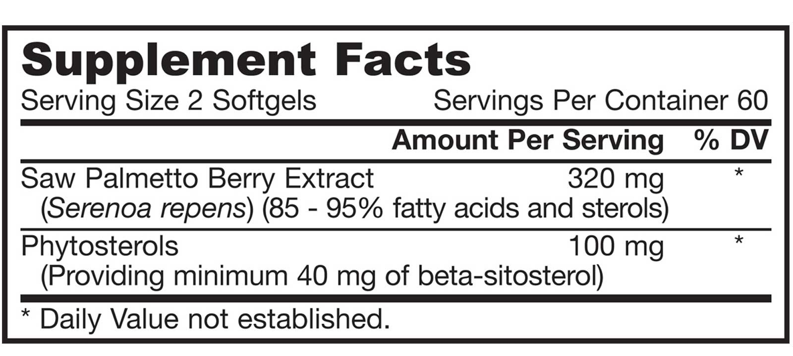 Saw Palmetto supplement facts