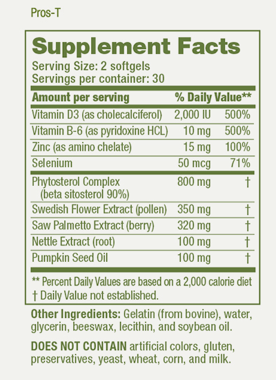 Pros-T supplement facts Pros-T supplement facts