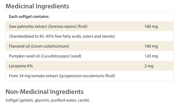 Saw Palmetto supplement facts