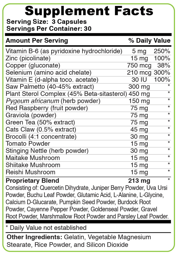 Prostate Support supplement facts