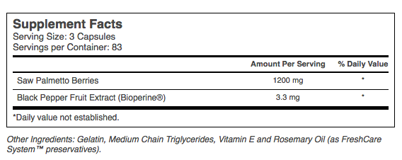 Saw Palmetto Berries supplement facts