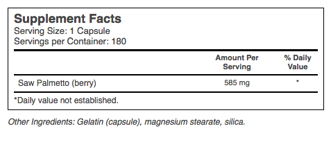 Saw Palmetto supplement facts