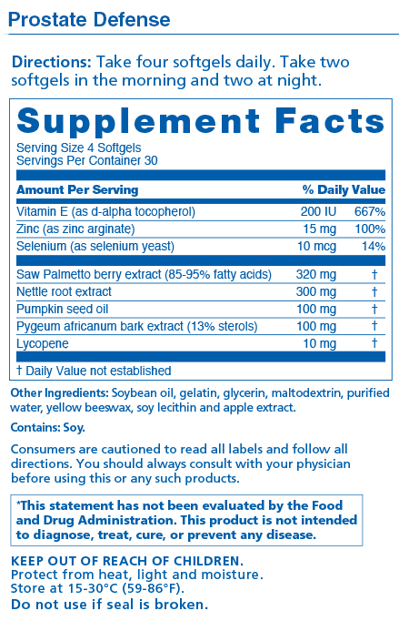 Prostate Defense supplement facts Prostate Defense supplement facts
