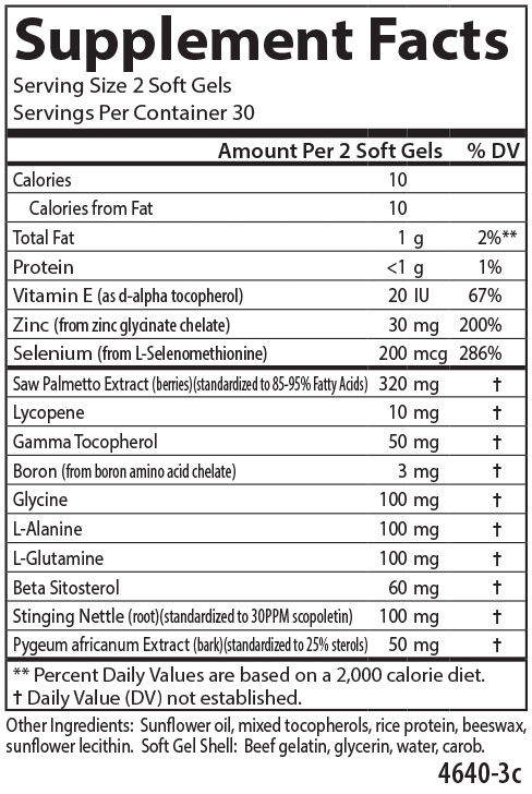 Nutra Support Prostate supplement facts