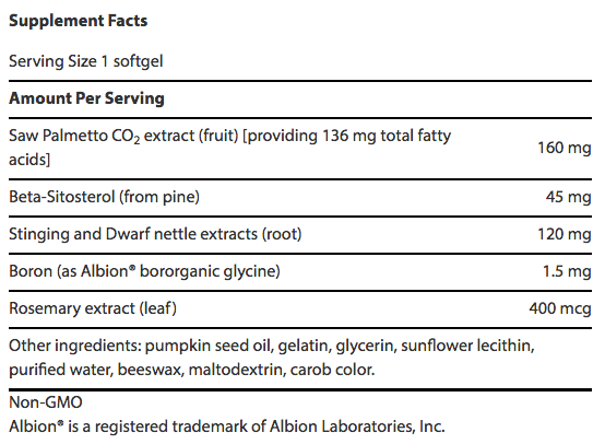 Palmetto Guard with Nettle Root supplement facts Palmetto Guard with Nettle Root supplement facts