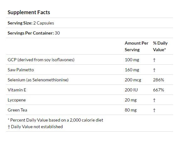 PR Complex supplement facts