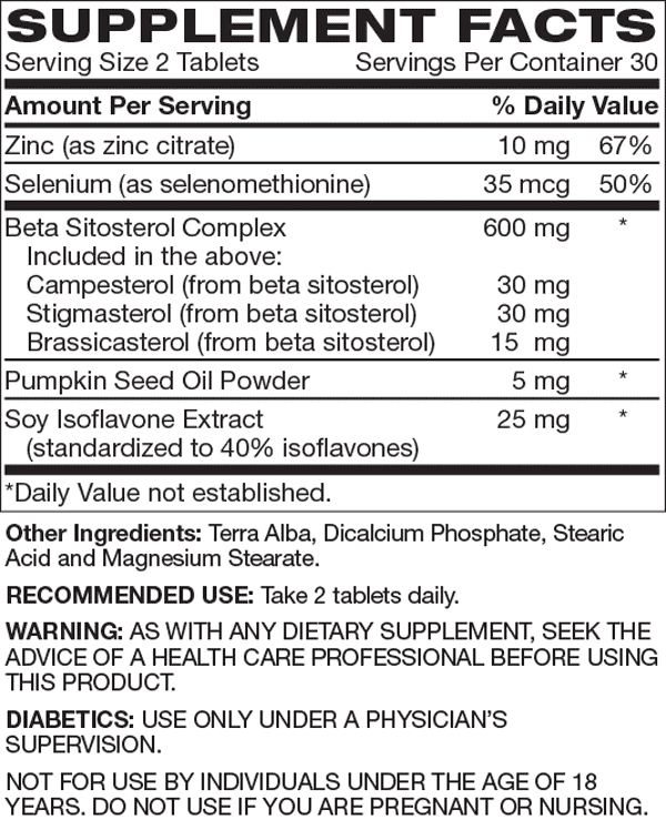 Prost-8 For Men supplement facts