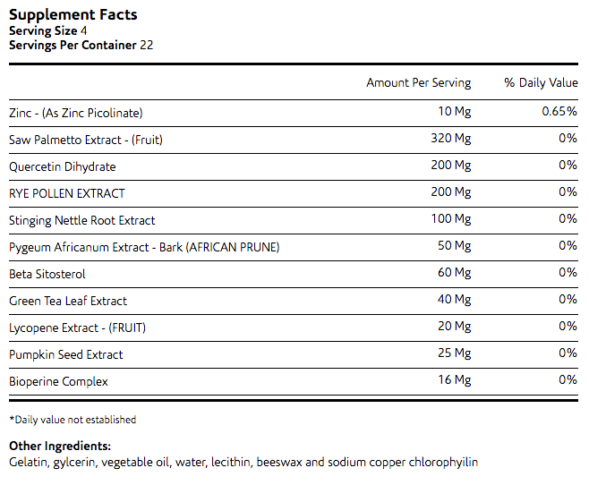 Prosta-Strong supplement facts