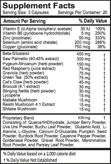 Prostalieve supplement facts