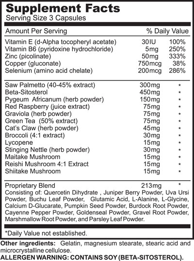 Prostanew supplement facts