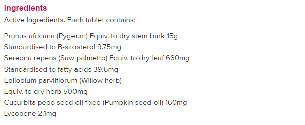 Prostate Eze Max supplement facts Prostate Eze Max supplement facts