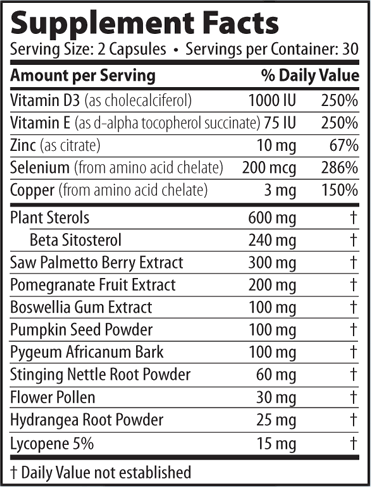 Prostate Revive supplement facts