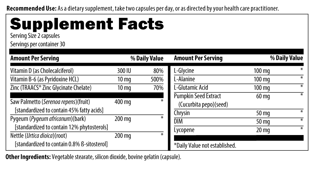 Prostate Supreme supplement facts