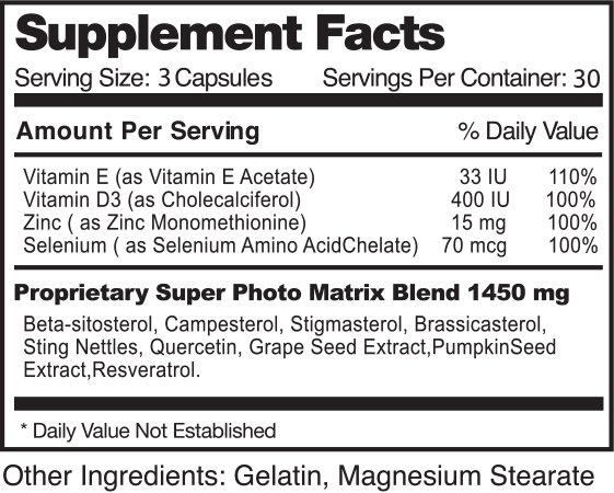 Prostavar Ultra supplement facts