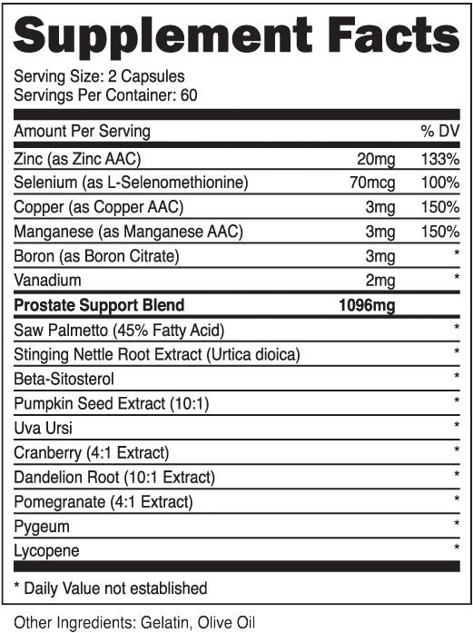 Prostavox supplement facts