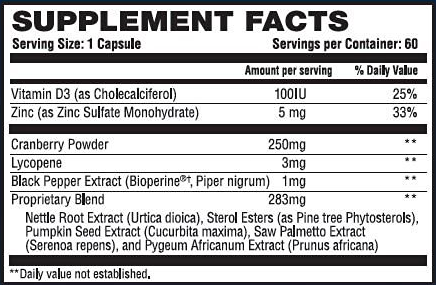 Prosvent Ultra Blend supplement facts