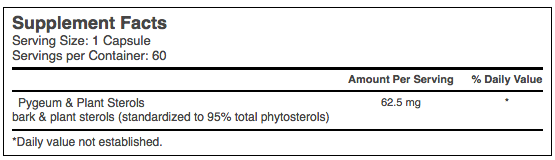 Pygeum & Plant Sterols supplement facts