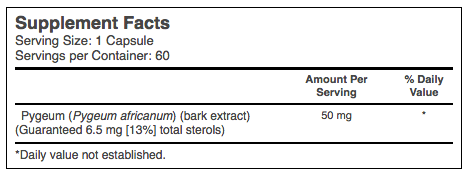Pygeum Africanum supplement facts