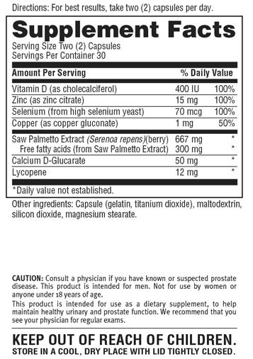 Prostate Health supplement facts