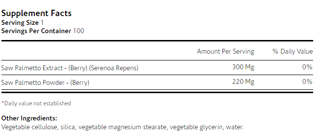 Saw Palmetto Berries supplement facts