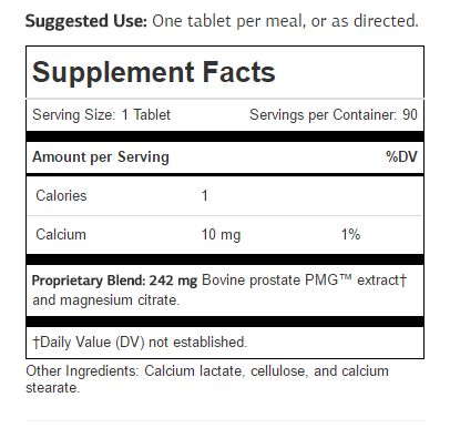 Prostate PMG supplement facts