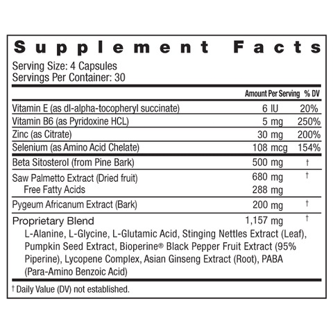 Super Prostate Formula supplement facts