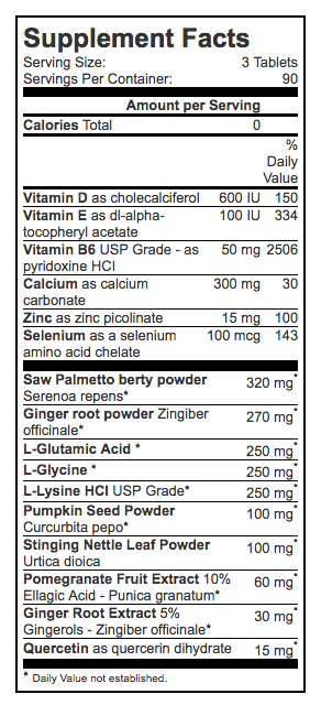 The Prostate Formula supplement facts