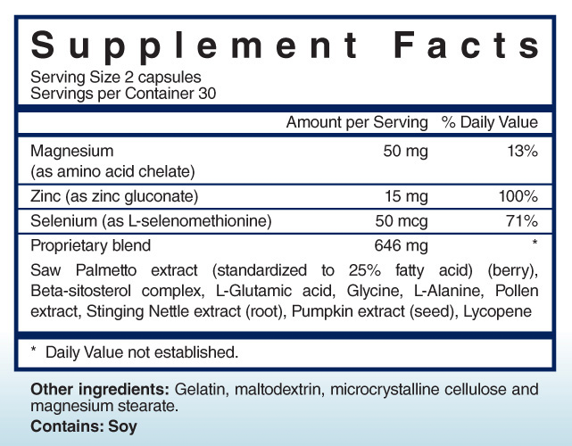 Prostate Health Formula supplement facts