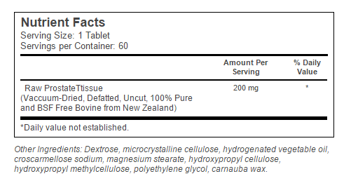 Raw Prostate supplement facts