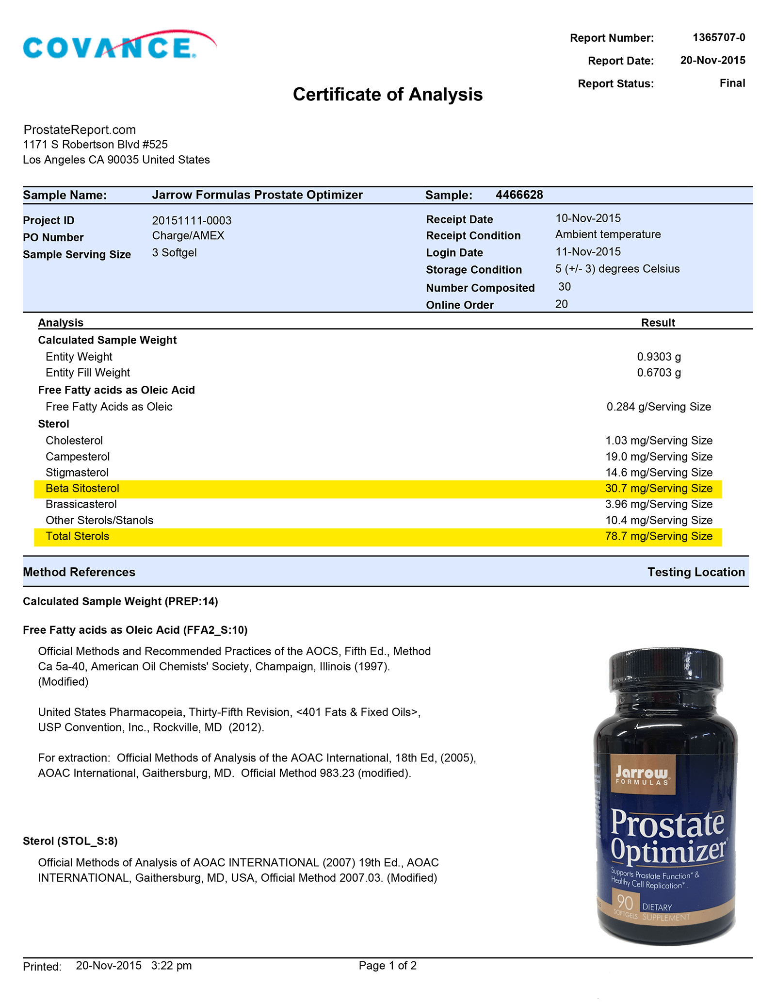 Prostate Optimizer lab report 