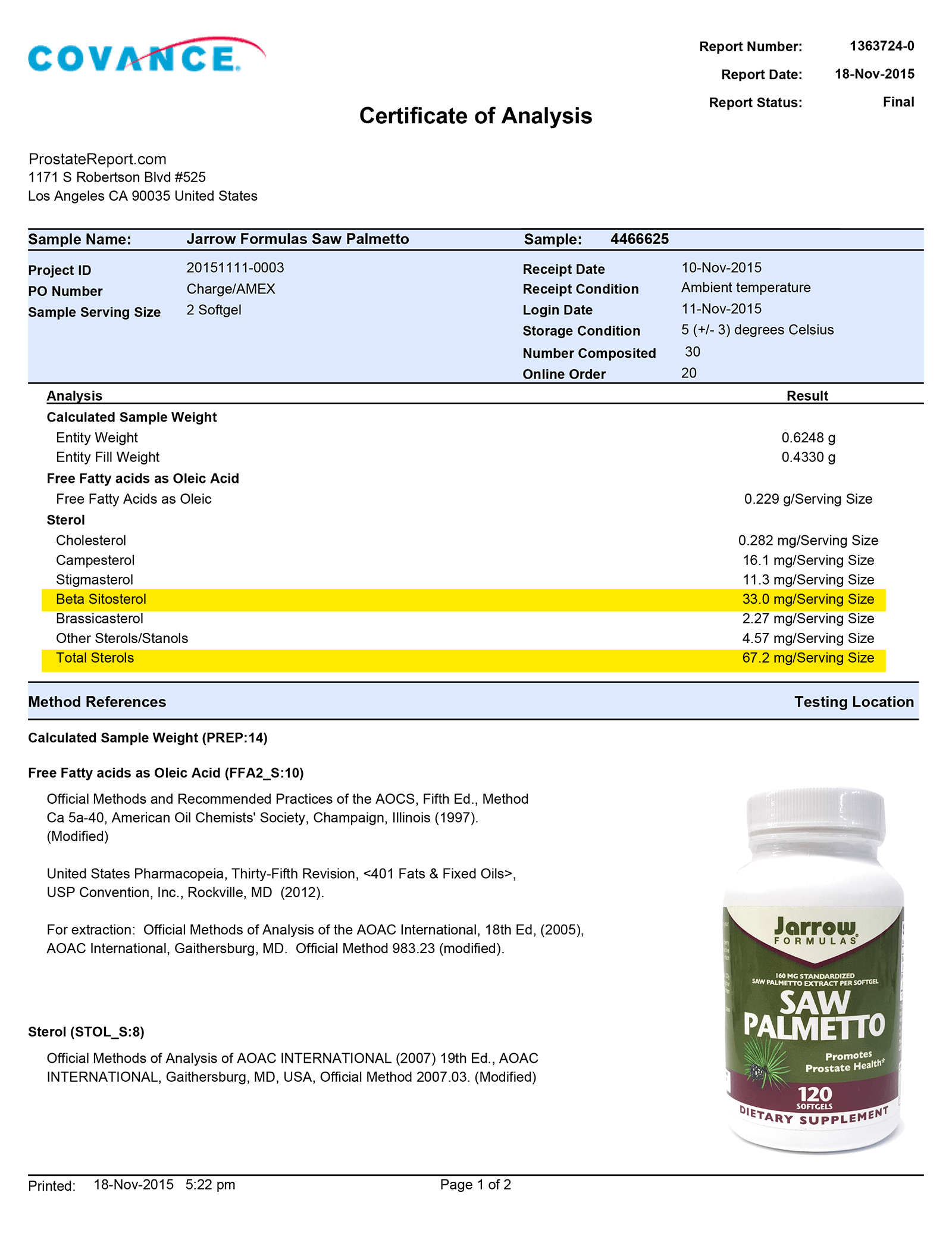 Saw Palmetto lab report 