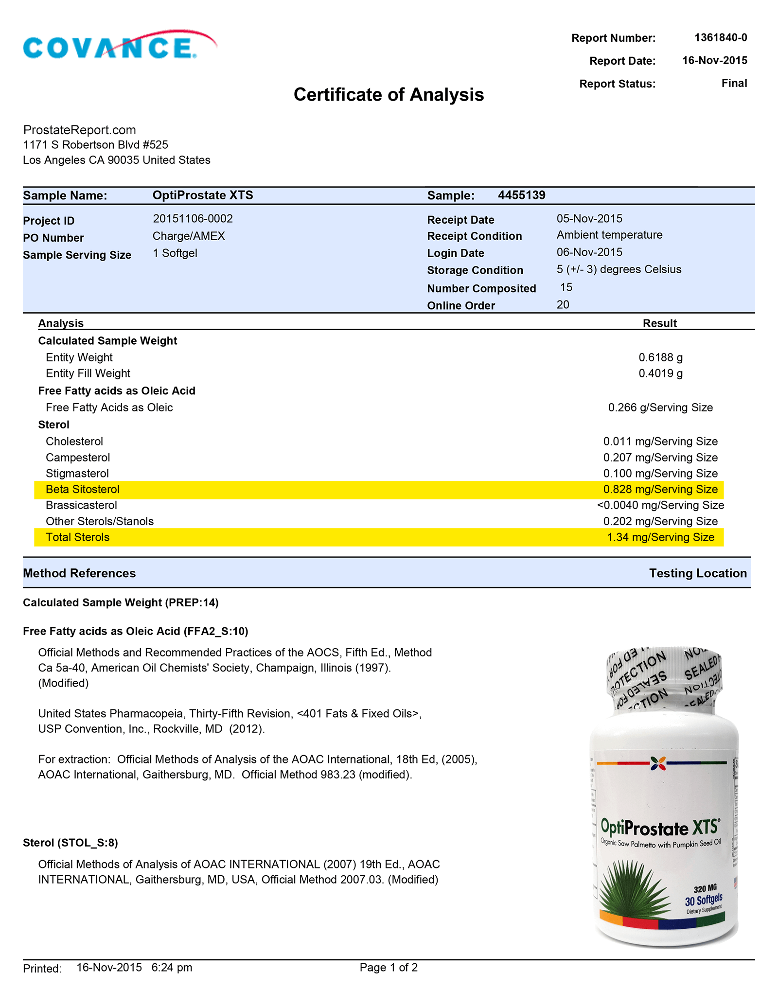 OptiProstate XTS lab report 