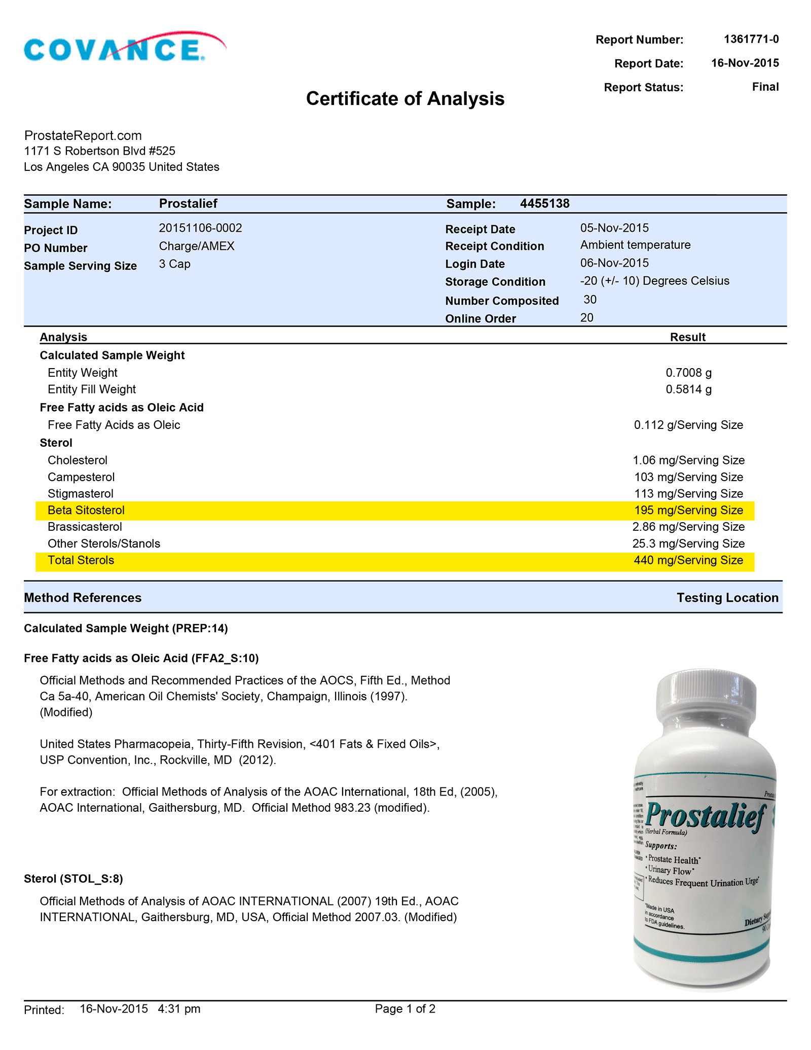 Prostalief lab report 