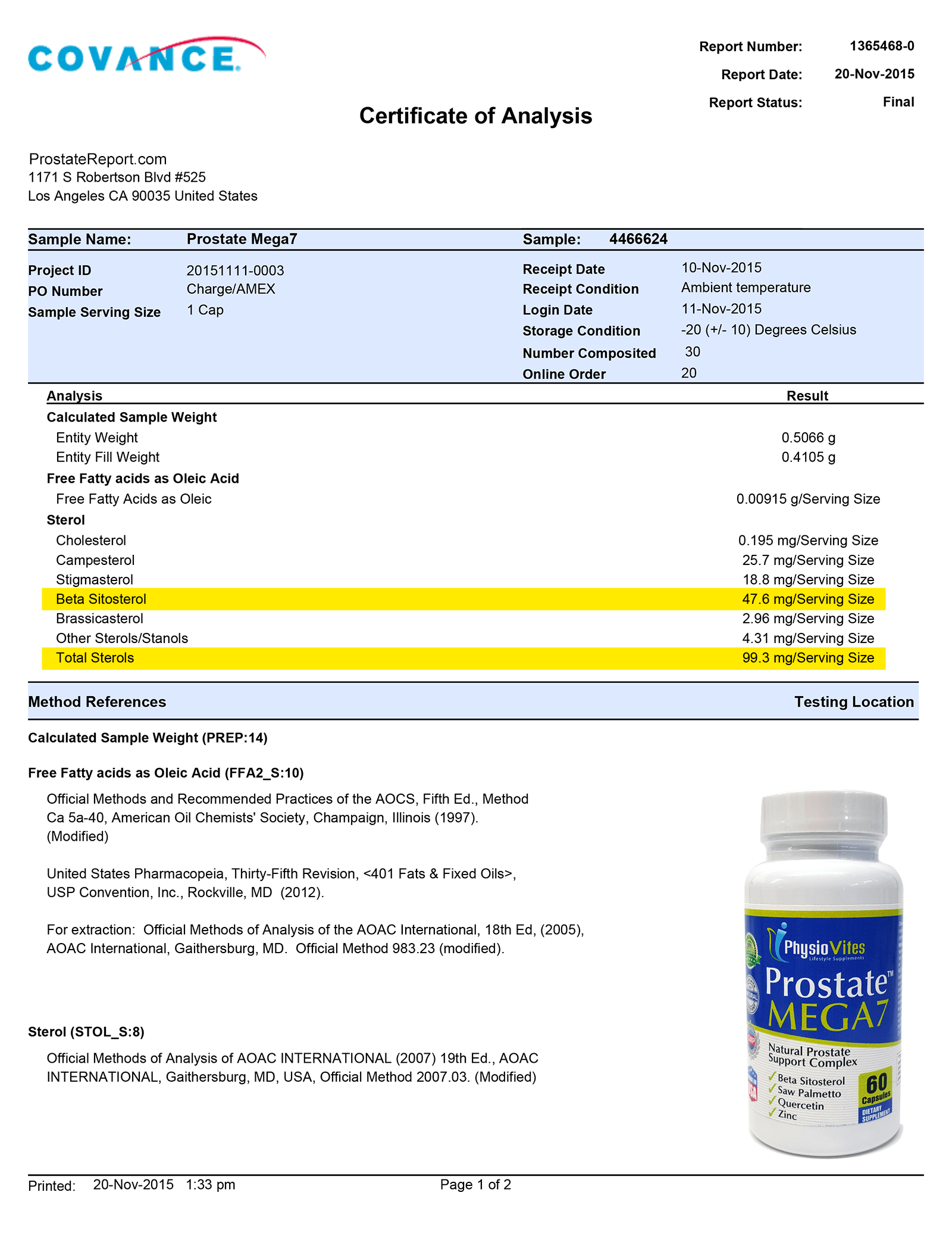 Prostate Mega 7 lab report 