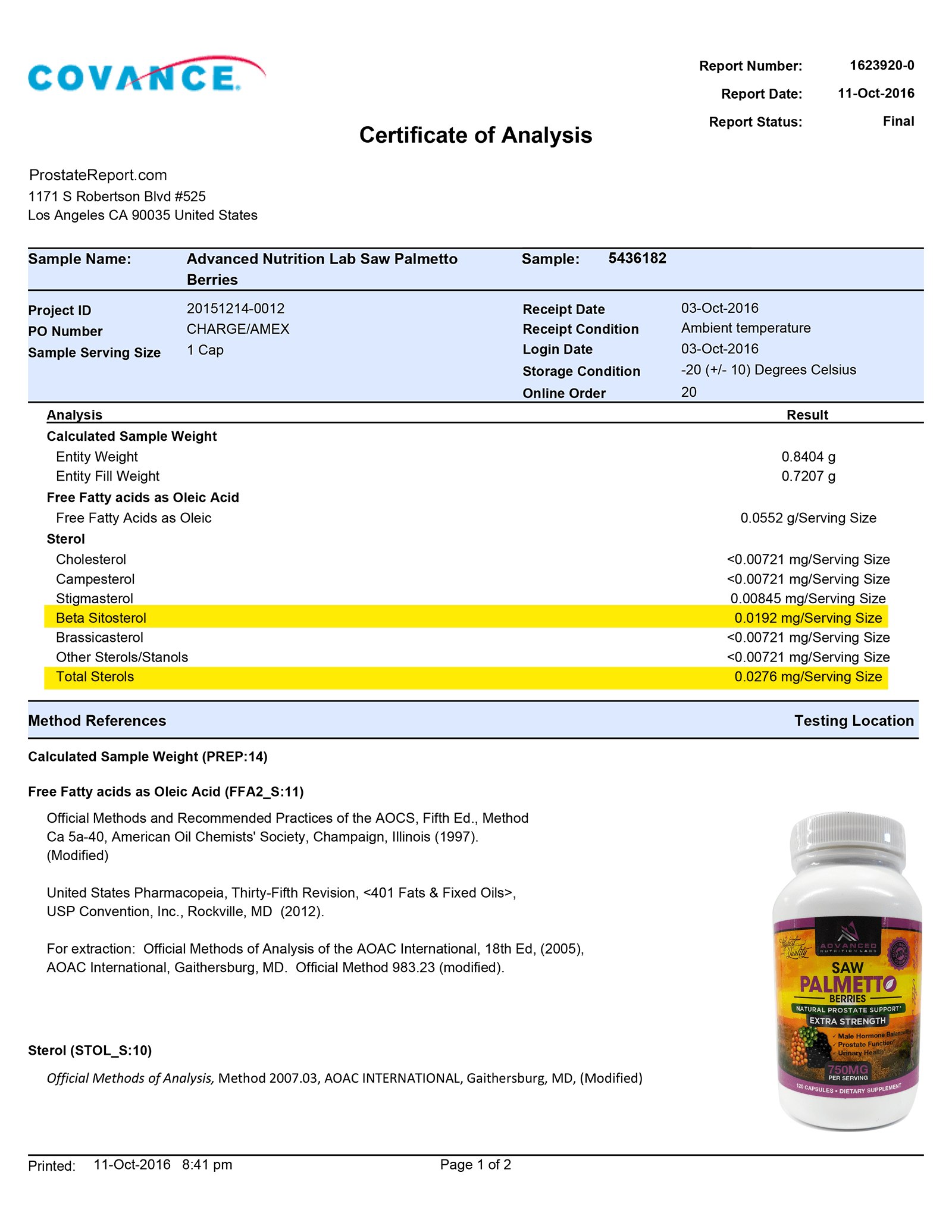 Saw Palmetto Berries lab report 