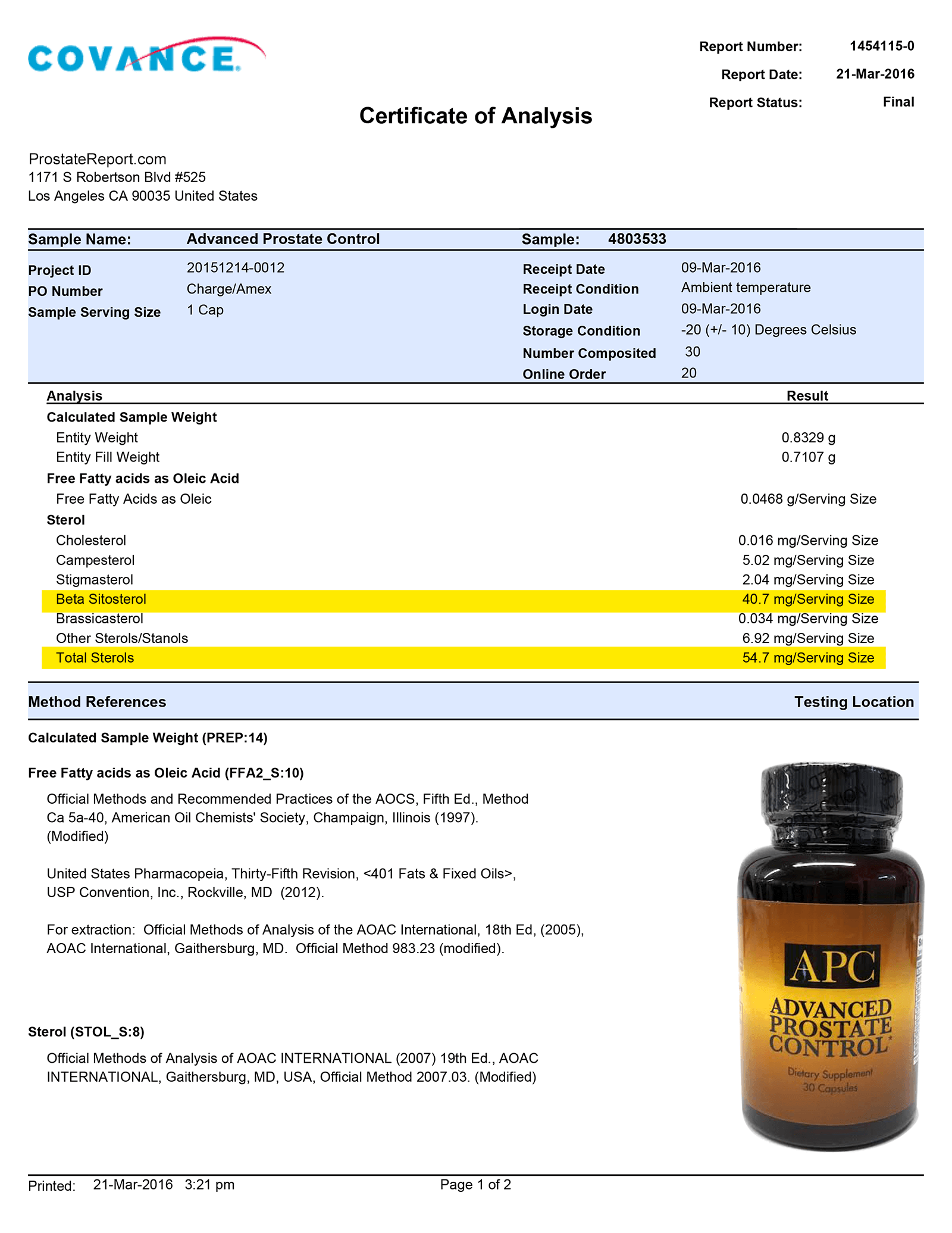 Advanced Prostate Control lab report 