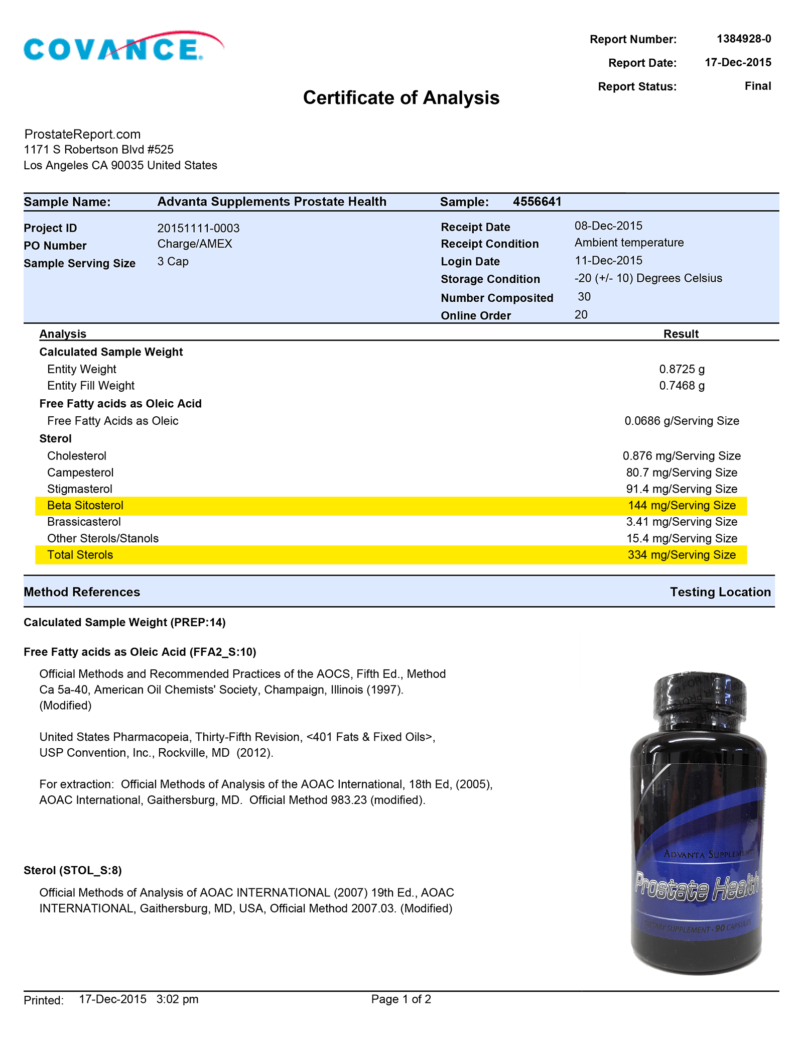 Prostate Health lab report 