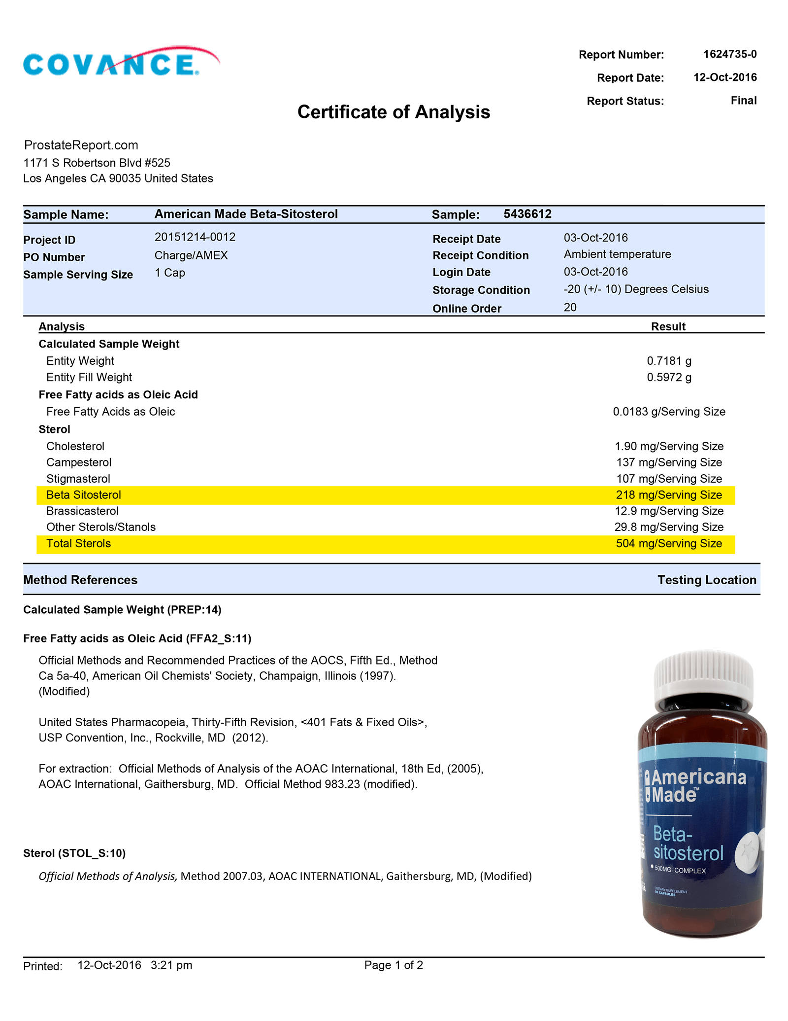 Beta SitoSterol lab report 