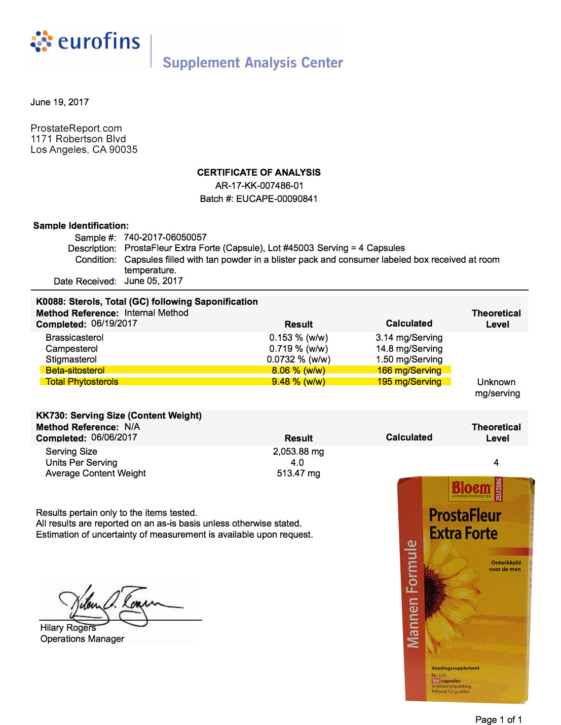 ProstaFleur lab report 