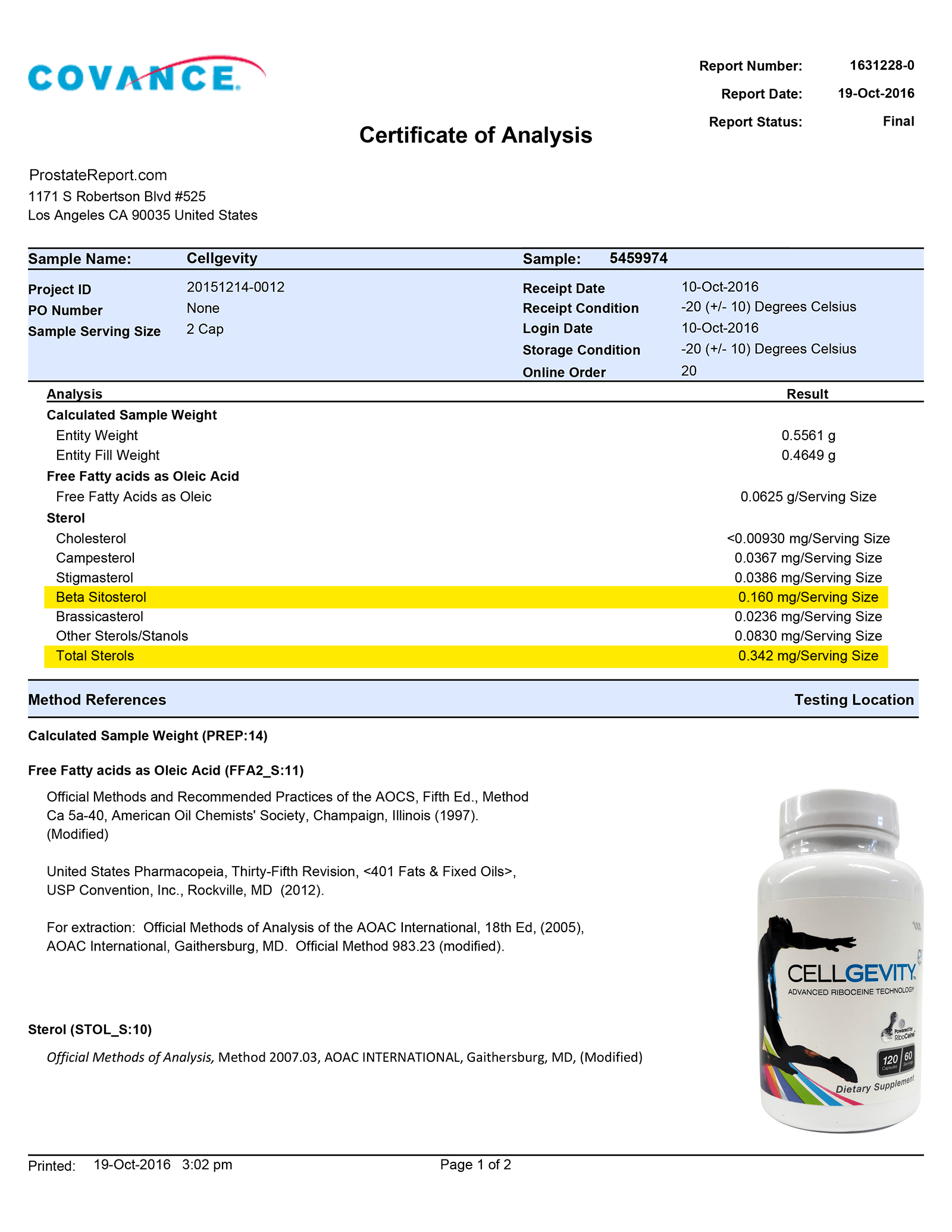 Cellgevity lab report 