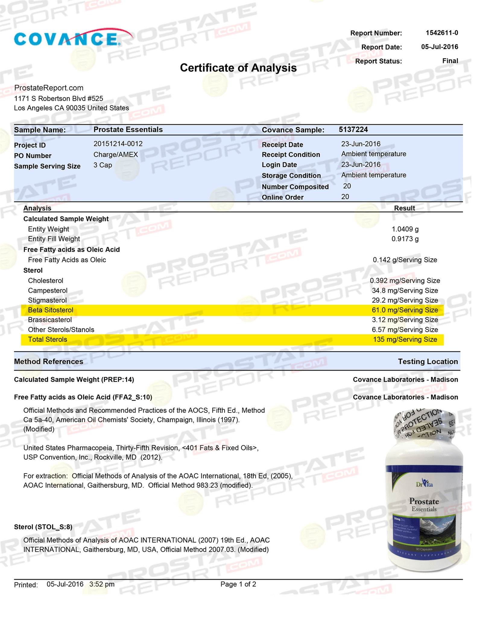 Prostate Essentials lab report 